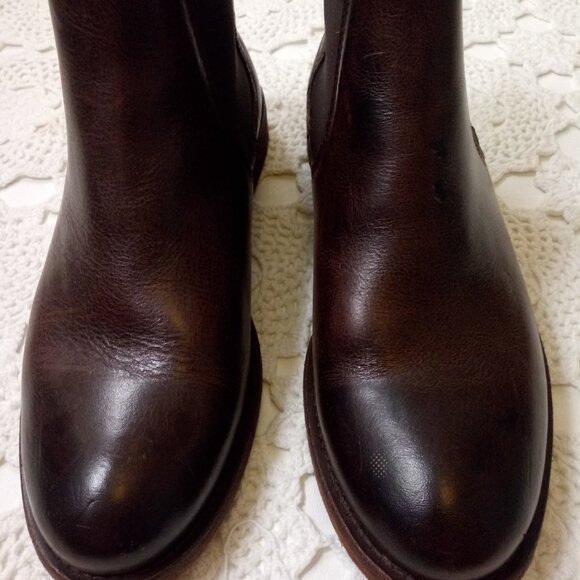 Wolverine Ankle Chelsea Boots Dark Brown Burnished Leather Almond Toe 7.5 Women - Picture 3 of 10
